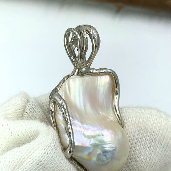 High Quality Baroque Pearl Pendant, Handmade Pendant, Pearl Necklace, Natural Pearl, Pearl Gemstone, Silver 925, Pearl Jewelry
