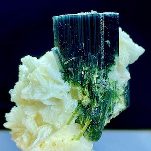 Tourmaline Specimen , Blue Cap Tourmaline Crystal with Albite and Feldspar from Skardu Pakistan - 96 Gram- 49*35*42 mm