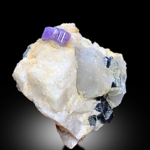 Purple Apatite With Quartz, Schorl and Feldspar Mineral Specimen From Afghanistan - 259 gram