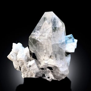 Blue Cap Aquamarine Crystals with Schorl Tourmaline, Quartz Crystals and Feldspar, Aquamarine Specimen, Tourmaline Crystals, 925 gram