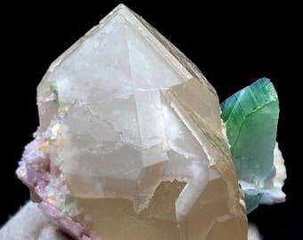 Natural Tourmaline Crystal on Quartz Mineral Specimen From Afghanistan - 179 g , 75*71*49 mm