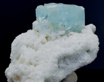 Natural Blue Aquamarine Crystal on Feldspar From Pakistan - 40 Gram