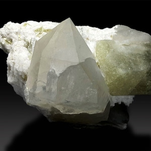 Green Herderite | Herderite Crystal | Herderite Specimen | Herderite with Quartz | Rare Herderite | Rare Mineral | Rare Stone | 272 g