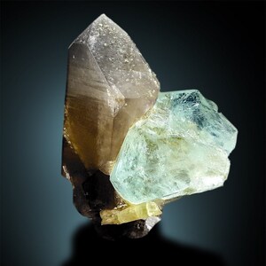 Aquamarine with Yellow Kunzite and Smoky Quartz Specimen, Natural Aquamarine, Aquamarine Specimen, Aquamarine with Quartz, 513 gram