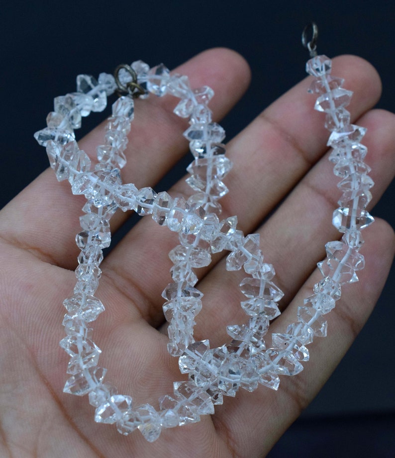 Strand 16 Inch Long Double Terminated Water Clear Clean Diamond Quartz Strand 5mm 12 mm Crystals Sizes