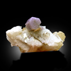Natural Purple Color Apatite with Mica on Matrix, Apatite Specimen, Raw Mineral, Terminated Apatite, Apatite from Afghanistan - 42 gram