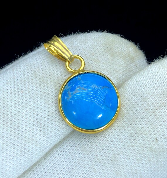 Buy Arizona Turquoise Pendant: Gold Plated Sterling Silver 