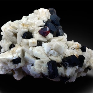 Red Garnet Crystals, Schorl Tourmaline on Feldspar, Garnet Specimen, Garnet Cluster, Mineral Specimen, Raw Crystals, Garnet stone, 482 g