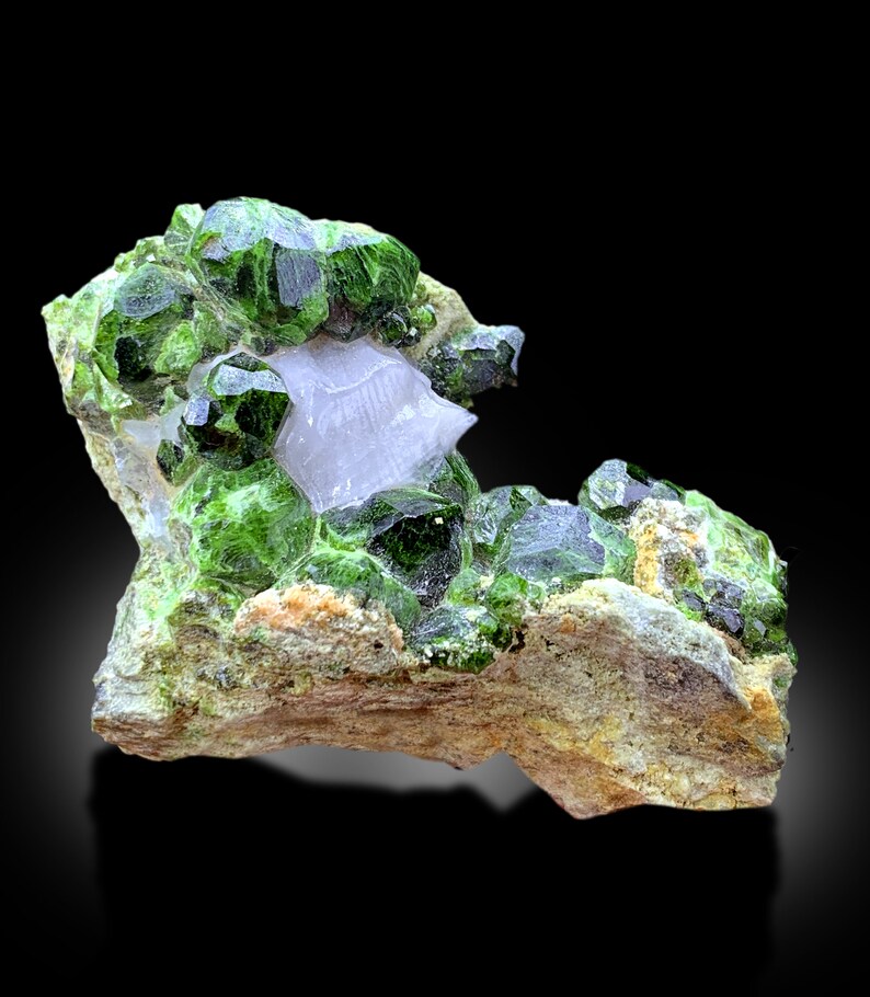 Lush Green Demantoid Garnet, Garnet Crystals, Garnet With Calcite ...