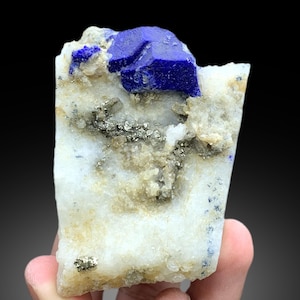 Ink Blue Lapis Lazuli with Pyrite on Matrix, Lapis Specimen, Raw Mineral, Lapis from Badakhshan Afghanistan - 413 gram