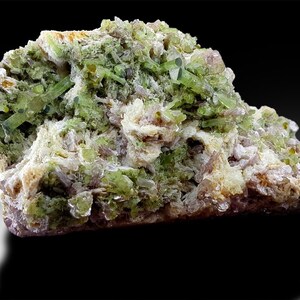 Green Tourmaline Crystals | Pink Lepidolite | Tourmaline Cluster | Tourmaline Specimen | Tourmalines on Lepidolite | Fine Mineral | 1272 g