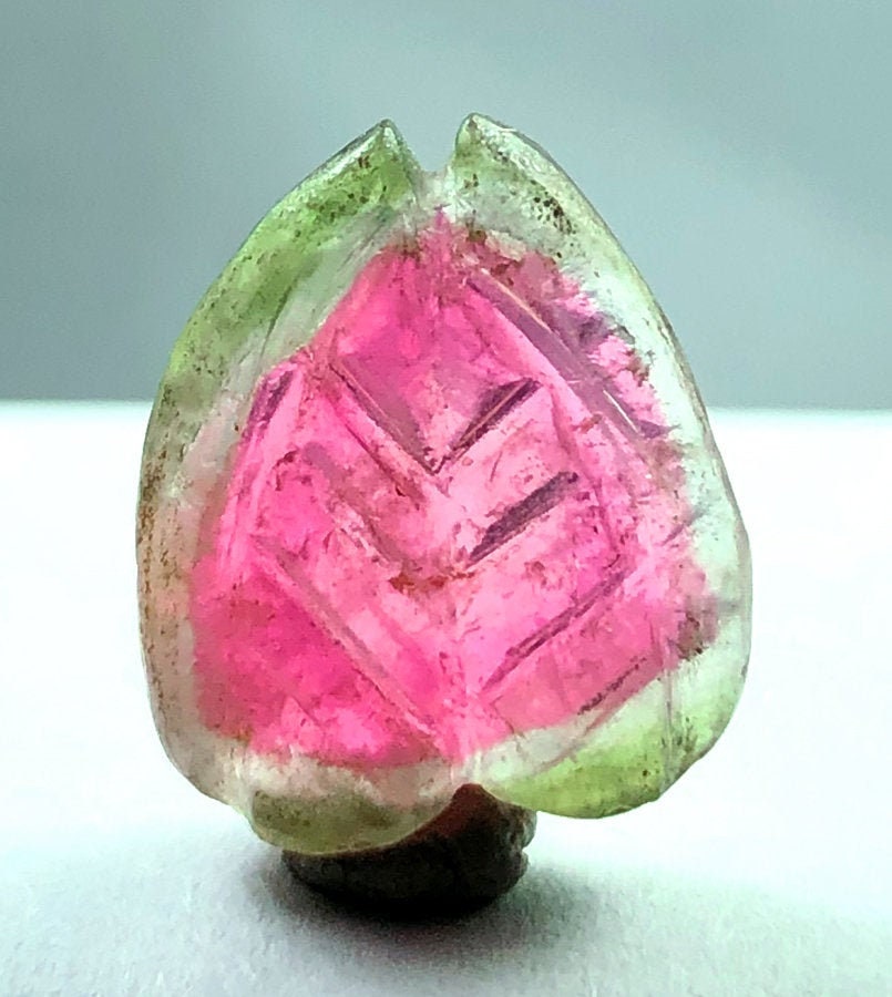 Pierre Précieuse Naturelle Tourmaline Pastèque Tranche Polie 31,34 Carats - Inde