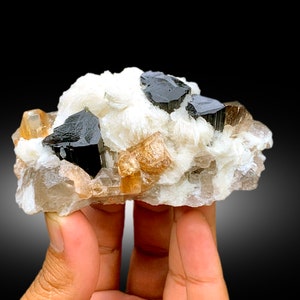Topaz Crystals with Black Tourmaline, Quartz and Albite - Pakistan