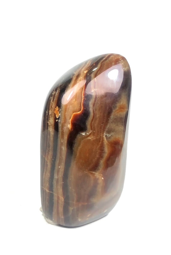 チョコレートカルサイト研磨タンブル：レイキ鉱物標本、アフガニスタン