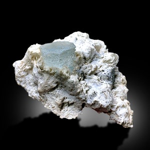 Natural Blue Color Etched Aquamarine with Albite, Aquamarine Specimen, Aquamarine Crystal, Aquamarine from Skardu Pakistan - 221 gram