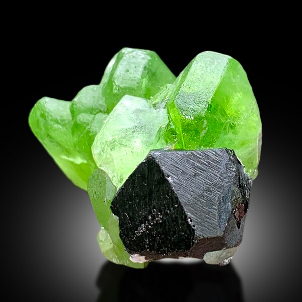 Lush Green Peridot with Magnetite, Peridot Crystals, Raw Mineral, Peridot Specimen, Peridot from Supat Mine Pakistan - 28 gram