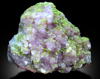 Naturlig grön turmalinkluster på rosa lepidolit, turmalinprov, turmalinprov från Paproke, Afghanistan - 3949 gram