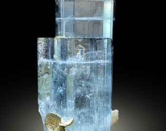 雲母入りスカイブルーアクアマリンクリスタル - パキスタンのシガール