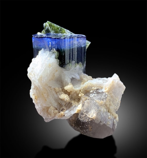 Blue Cap Tourmaline Tourmaline Specimen Tourmaline With Smoky Quartz and Albite Tourmaline for Sale Raw Tourmaline 32 G Etsy UK