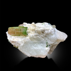 Watermelon Tourmaline Crystal on Feldspar, Bicolor Tourmaline Crystal, Tourmaline Specimen, Tourmaline for sale, Mineral Specimen, 295 g