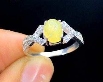 エチオピア産オパール 925 スターリングシルバー オーバル CZ リング