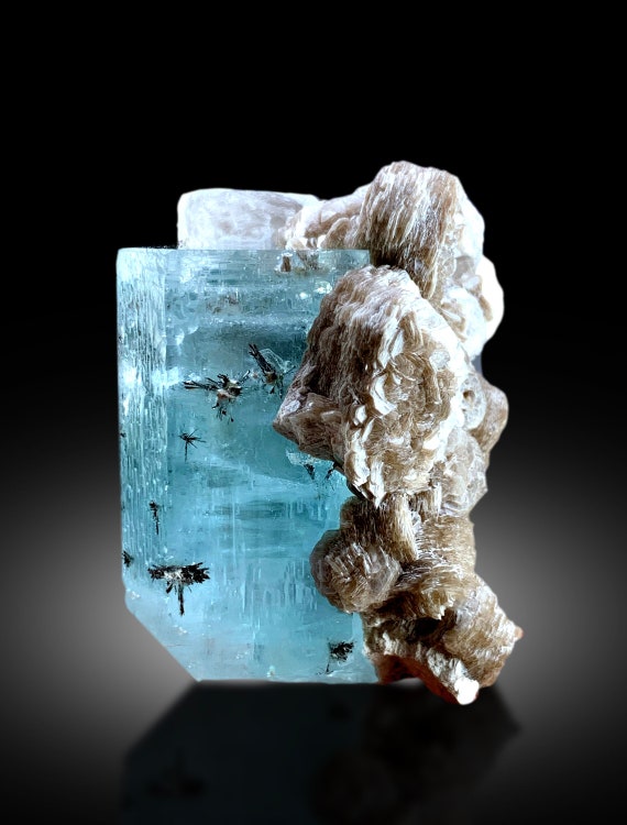 Natural Sky Blue Color Aquamarine Crystal With Magnetite