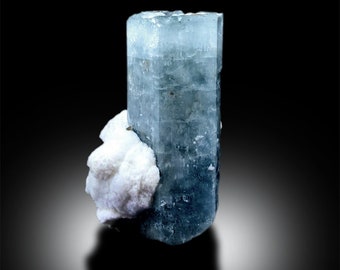Natuurlijke aquamarijn, aquamarijnkristal met veldspaat, aquamarijnmonster, gemmy-aquamarijn, blauwe aquamarijn, 57 g, 53*30*25 mm