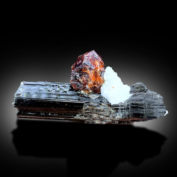 Red Garnet on Schorl, Mica and Feldspar From Skardu Pakistan - 35 gram