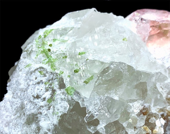 Morganite Crystal With Green Tourmaline Crystals and Quartz