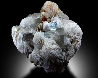 Aquamarine Crystal with Quartz Albite and Mica, Aquamarine Secimen, Raw Aquamarine, Mineral Specimen, Aquamarine from Shigar Pakistan 687 g