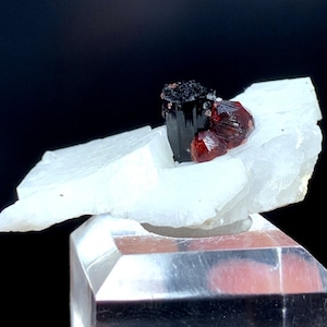 Red Garnet Crystals, Schorl Tourmaline on Feldspar, Garnet Specimen, Garnet Cluster, Mineral Specimen, Raw Crystals, Garnet stone,  63.20cts
