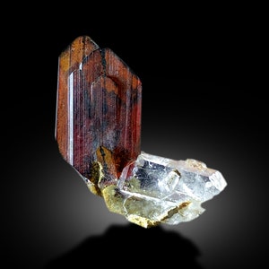 Red Brookite with Quartz: Raw Mineral Specimen, Pakistan - 6.20 CT