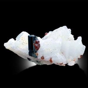 Red Garnet Crystals, Schorl Tourmaline on Feldspar, Garnet Specimen, Garnet Cluster, Mineral Specimen, Raw Crystals, Garnet stone,  44 g