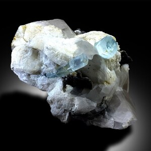 Aquamarine Crystals With Quartz, Natural Blue Aquamarine, Aquamarine Specimen, Aquamarine stone, Albite And Mica, Mineral Specimen, 1645 g