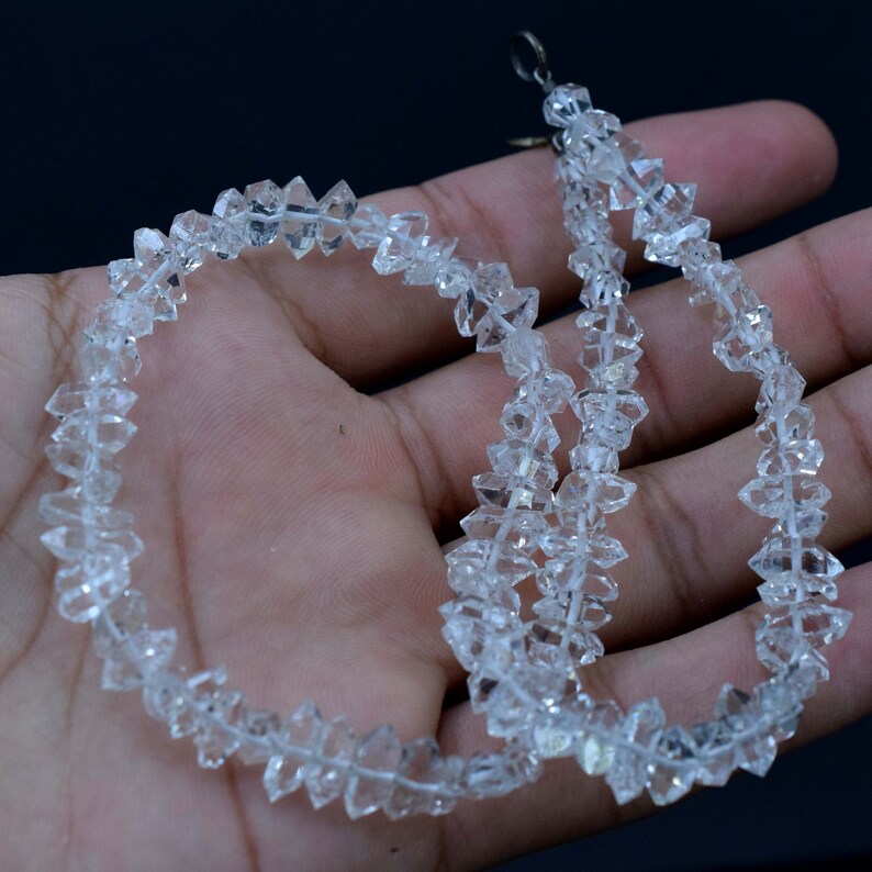 Strand 16 Inch Long Double Terminated Water Clear Clean Diamond Quartz Strand 5mm 12 mm Crystals Sizes