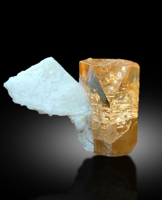 Transparent Rich Golden Color Topaz with Feldspar, Topaz Specimen, Raw Mineral, Topaz Crystal, Mineral Specimen - 67 gram