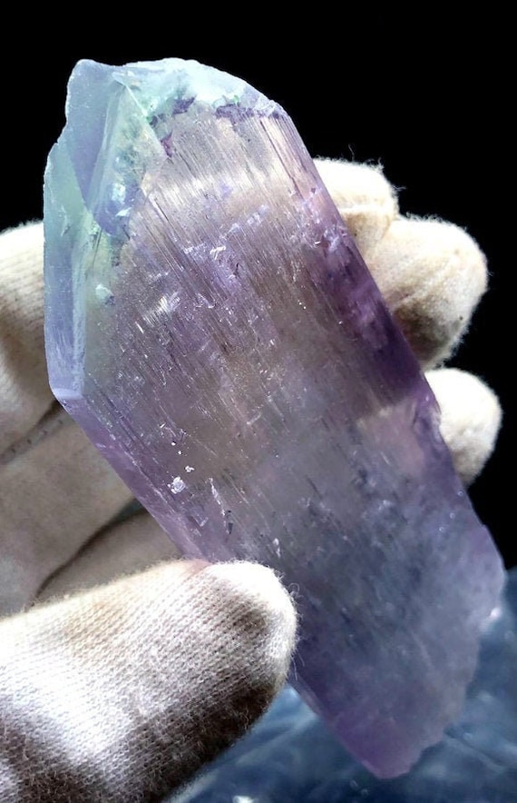 Kunzite, Bicolor Kunzite Crystal with Tourmaline , Natural Kunzite, Fine Mineral, Kunzite Stone, Kunzite For Sale  93g, 114*38 mm