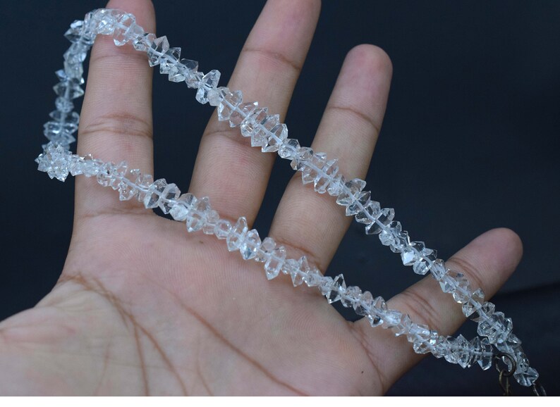 Strand 16 Inch Long Double Terminated Water Clear Clean Diamond Quartz Strand 5mm 12 mm Crystals Sizes