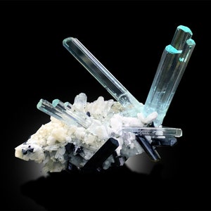 Aquamarine Crystal Cluster with Schorl Tourmaline - Pakistan, 45 cts