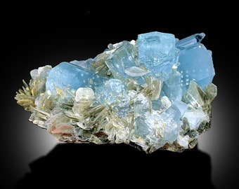 アクアマリン標本、雲母入りアクアマリン結晶、アクアマリンクラスター