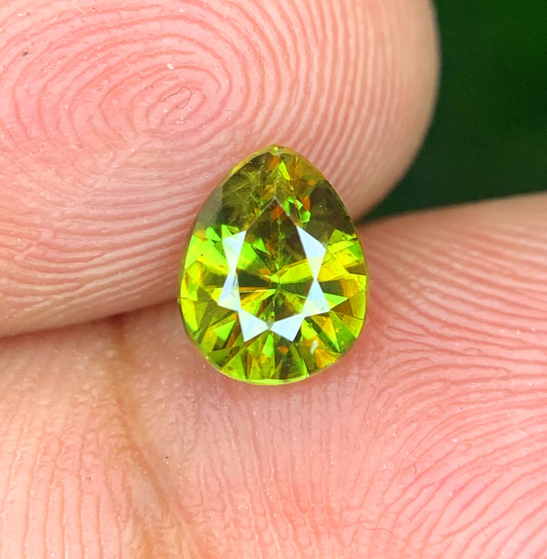 Pear Shape Titanite Green Sphene Gemstone, Fire Sphene, Loose Gemstone