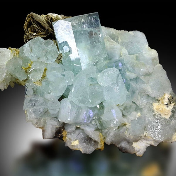 Aquamarine Specimen | Aquamarine Crystals Cluster | Aquamarine stone | Aquamarine for sale | Fine Mineral Specimen | Muscovite Mica | 200 g