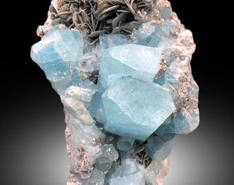 ナガール　アクアマリン　モスコバイト共生鉱　スカルドゥ 100g超 アクアマリン モスコバイト 共生鉱 クラスター