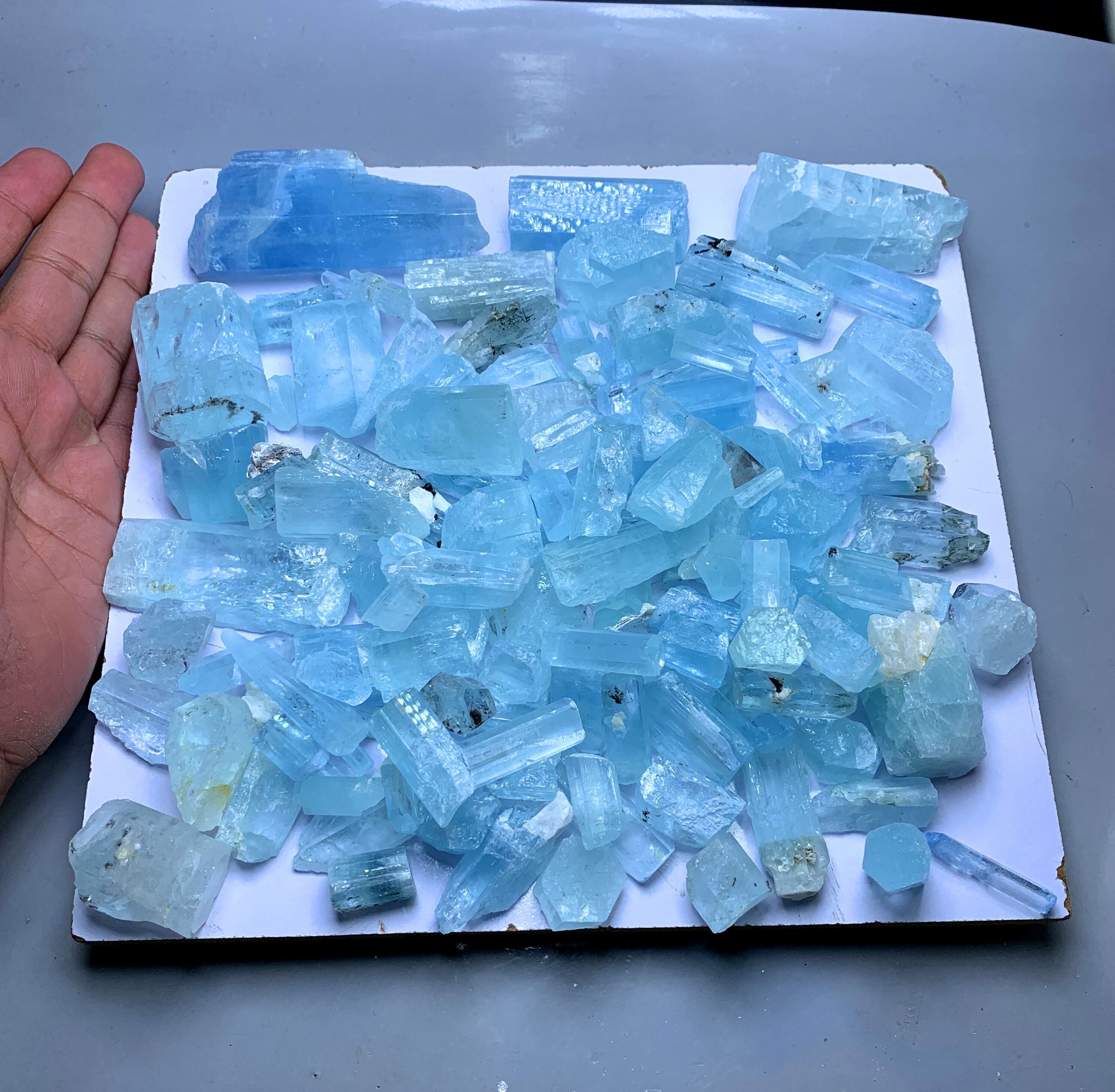 Sky Blue Aquamarine Crystals Parcel: Shigar Aquamarine Rough - 1810 gram