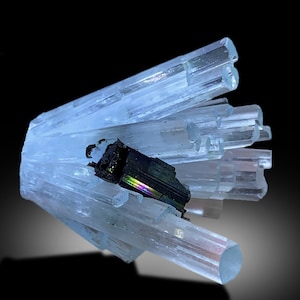 Sky Blue Color Aquamarine Cluster, Aquamarine Bunch, Aquamarine with Schorl, Natural Aquamarine from Shigar valley Skardu Pakistan - 40 gram