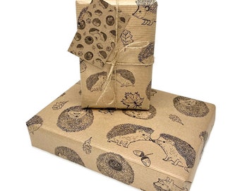Quality Cute Hedgehog Wrapping Paper & Tag 100% recyclable wrapping paper, perfect for Hedgehog lover Birthday Gift. Fab Hedgehog Gift Wrap