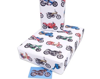 Classic Motorbike Wrapping Paper, Great Retro Bikes Gift Wrap, All Hand Painted Nostalgic Motorbikes wrapping paper