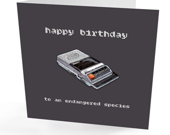 Fun Retro 'Cassettes' Birthday Card. Fab For Retro Fans. Classic TDK Cassette from the 70's and 80's, Great Retro Birthday Card