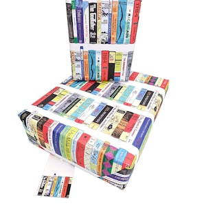 Stunning Book Wrapping Paper, Great Books Gift Wrap, All Hand Painted Spines of Famous Book. Books wrapping paper image 1