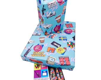 40th Birthday Wrapping Paper Birthday Gift Wrap Retro Wrapping Paper 40th Birthday.Fortieth Birthday Wrap.